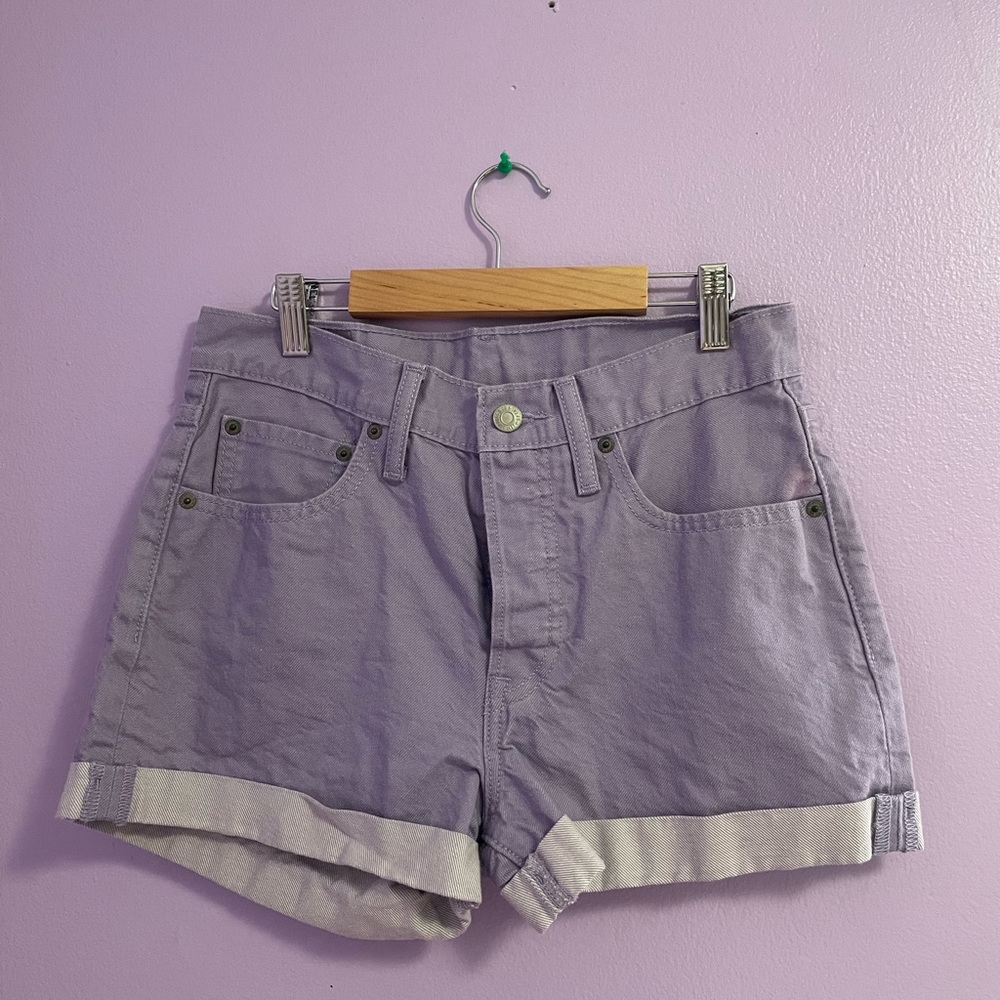 Purple jean shorts